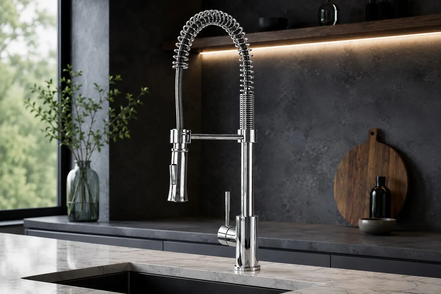 Artize FLO2 chrome single lever spring pulldown kitchen sink mixer with spray